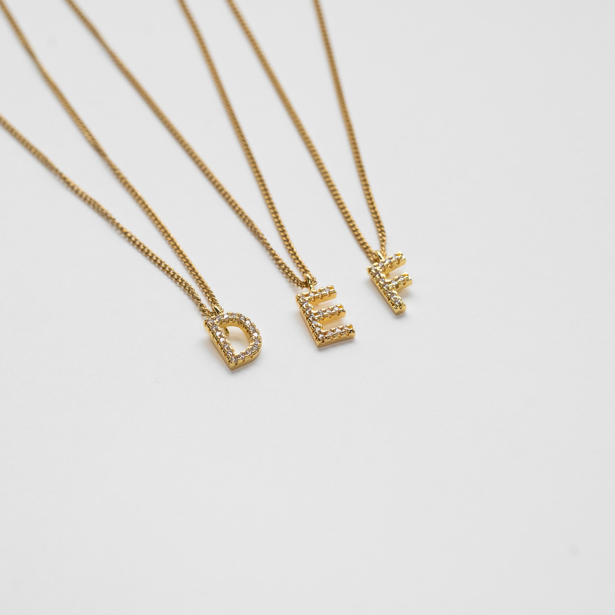 LETTER NECKLACE WITH ZIRCONS - GOLD PLATED