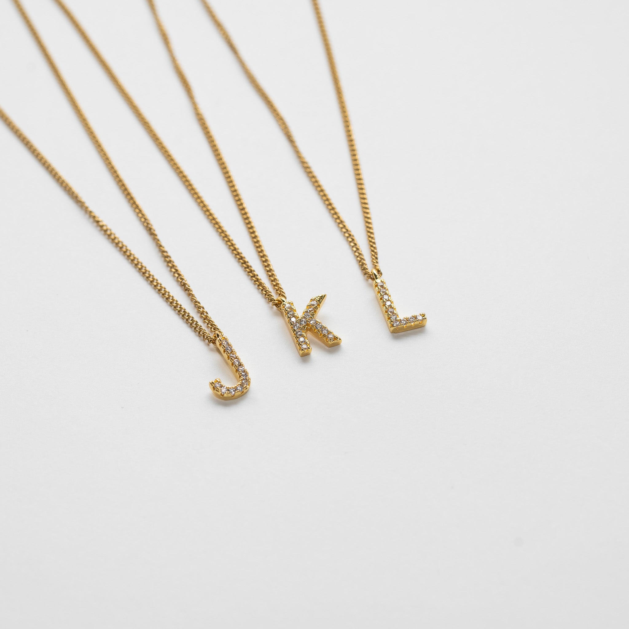 LETTER NECKLACE WITH ZIRCONS - GOLD PLATED