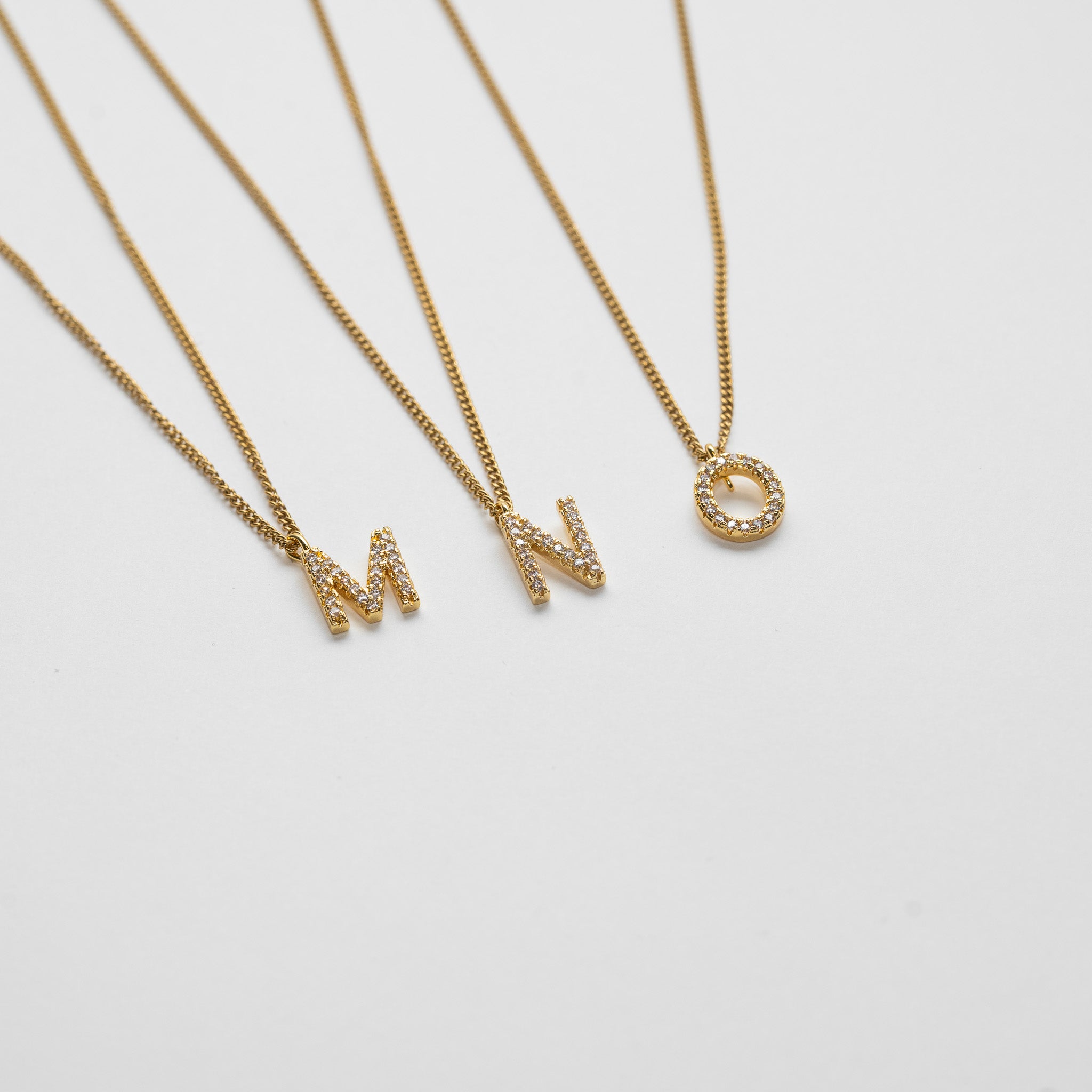 LETTER NECKLACE WITH ZIRCONS - GOLD PLATED