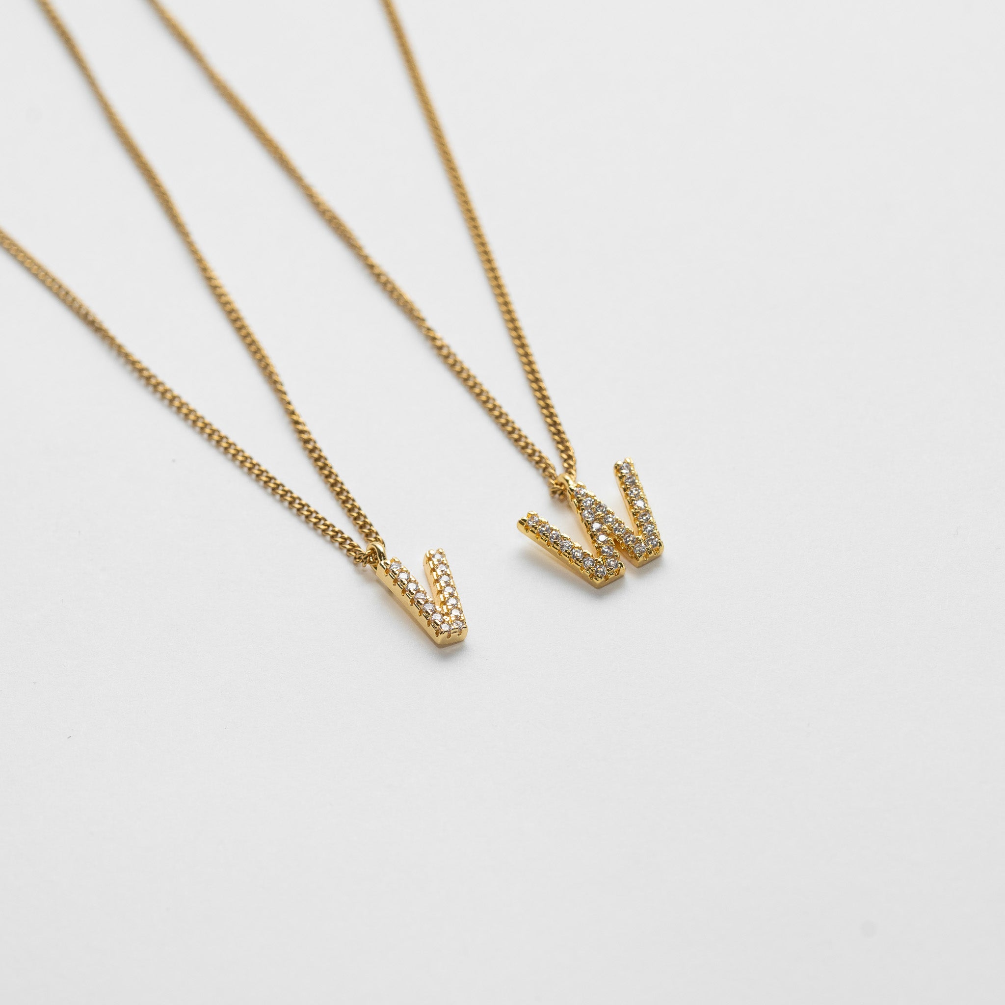 LETTER NECKLACE WITH ZIRCONS - GOLD PLATED
