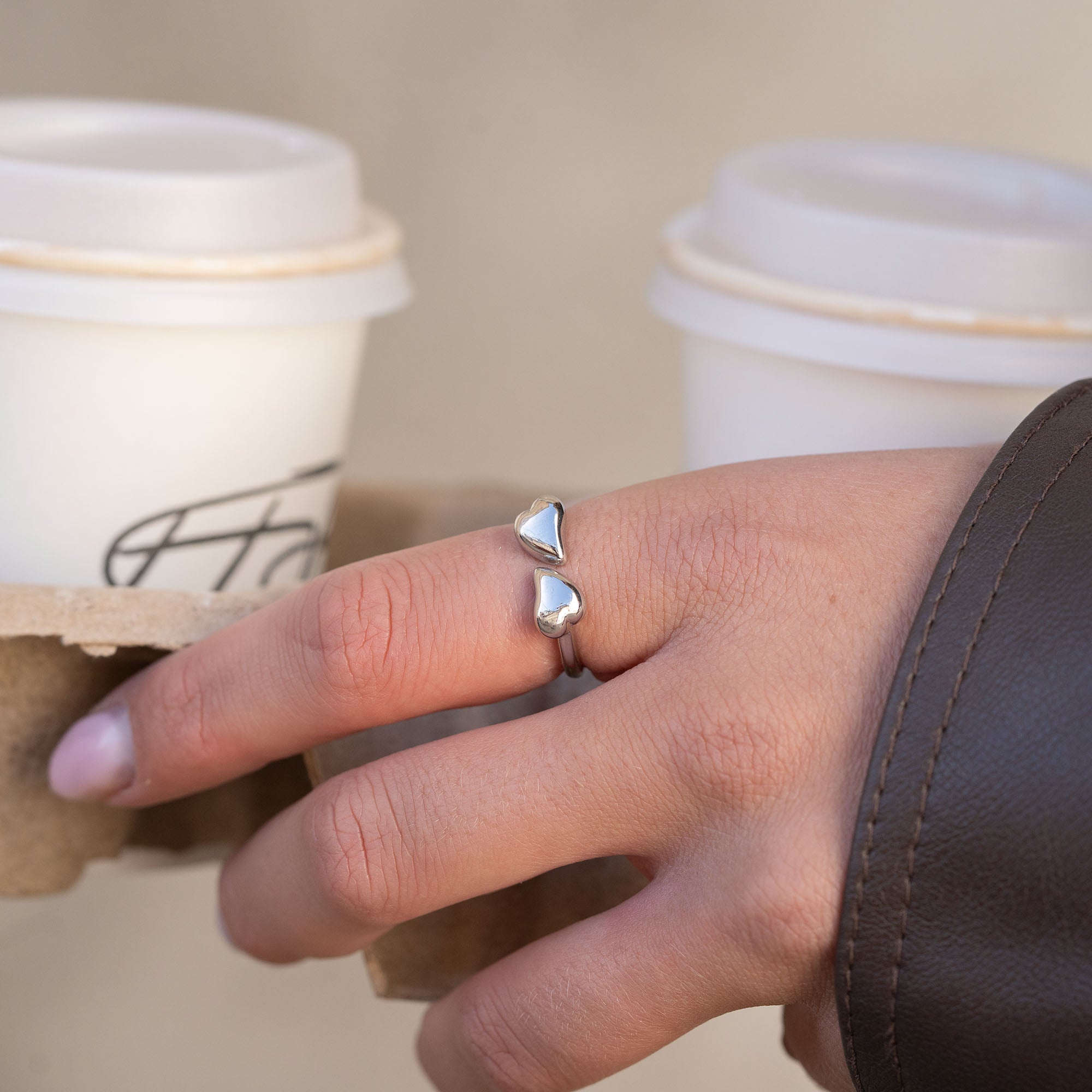 TWIN HEARTS ADJUSTABLE RING