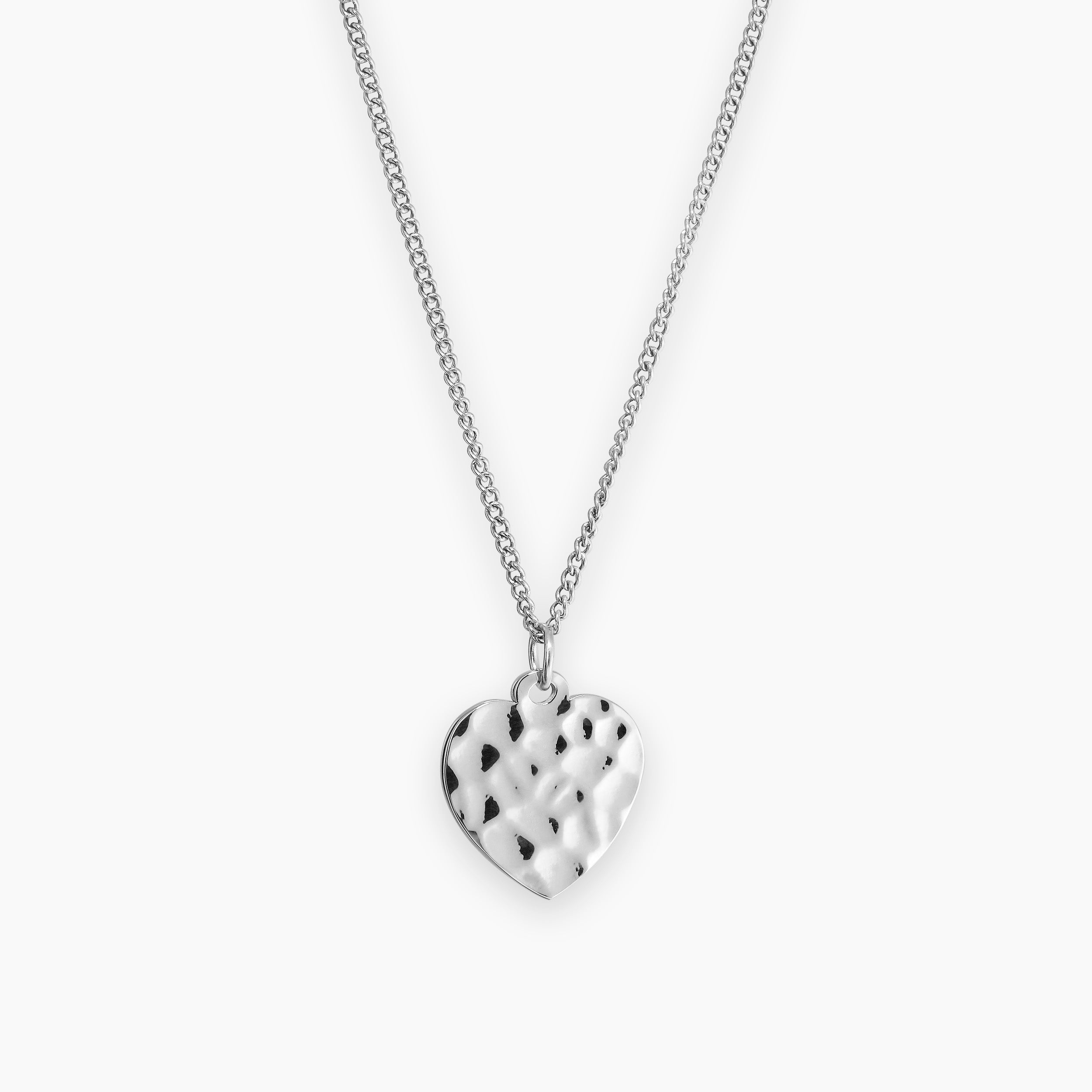 HEART HAMMERED NECKLACE SILVER