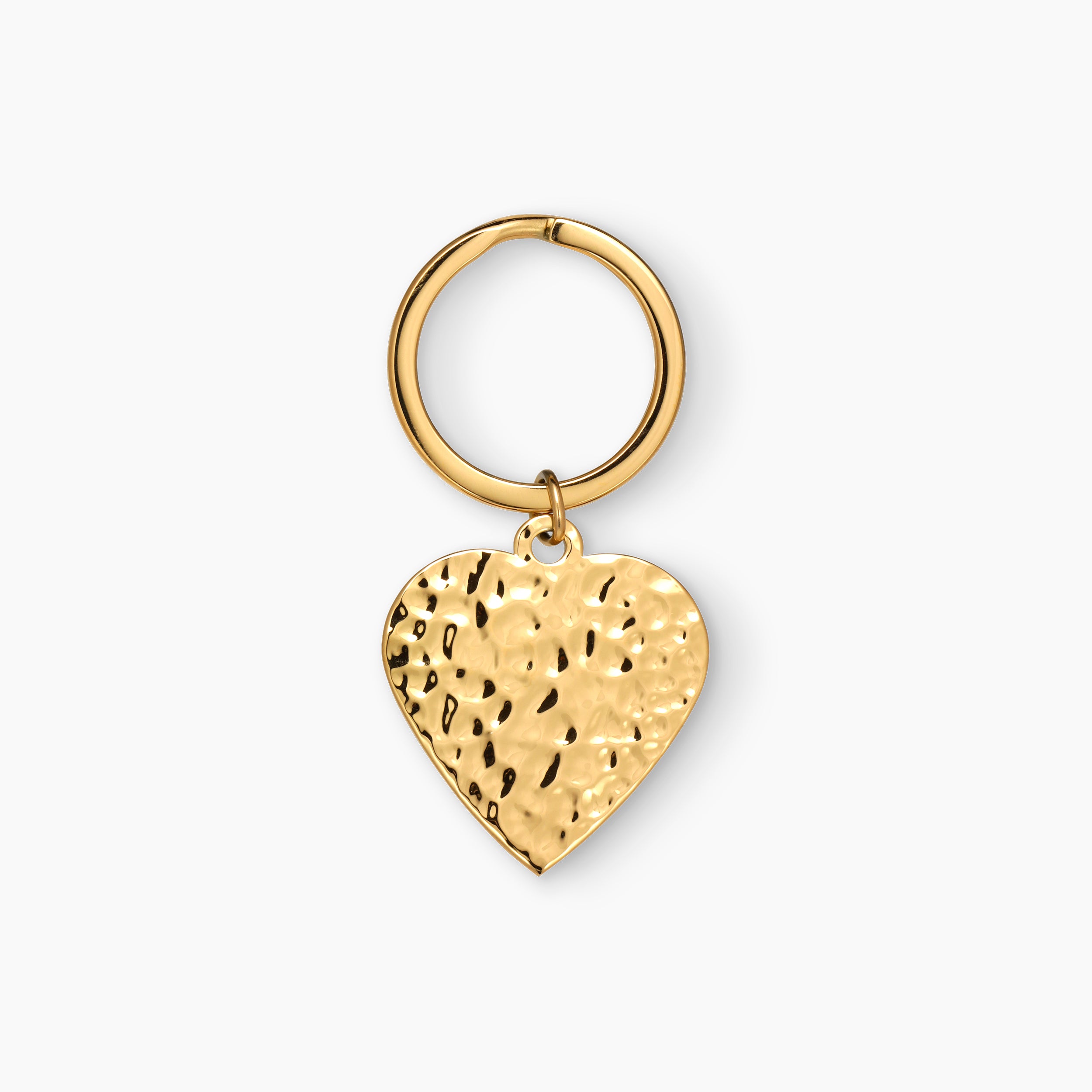HAMMERED HEART KEYCHAIN GOLD