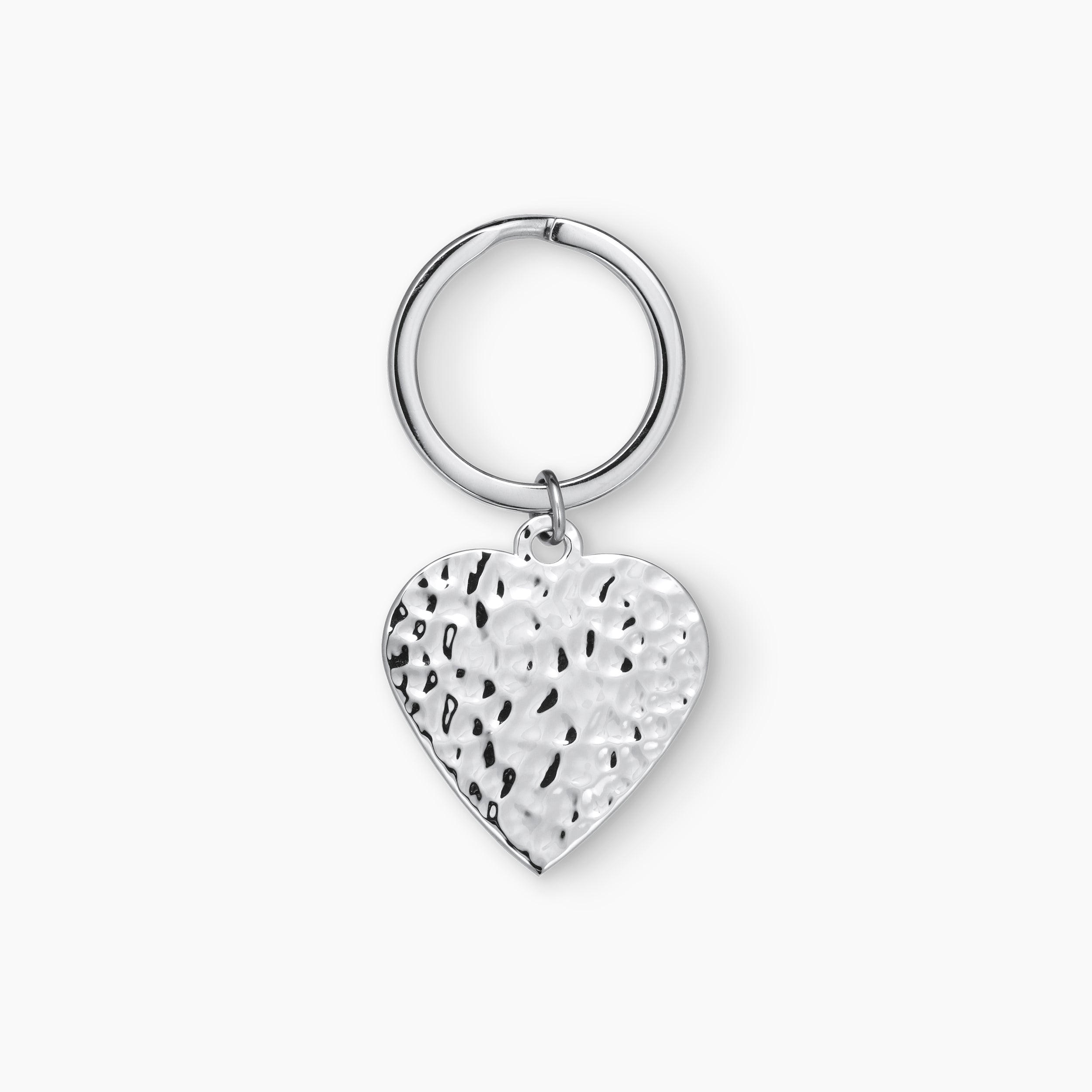 HAMMERED HEART KEYCHAIN SILVER