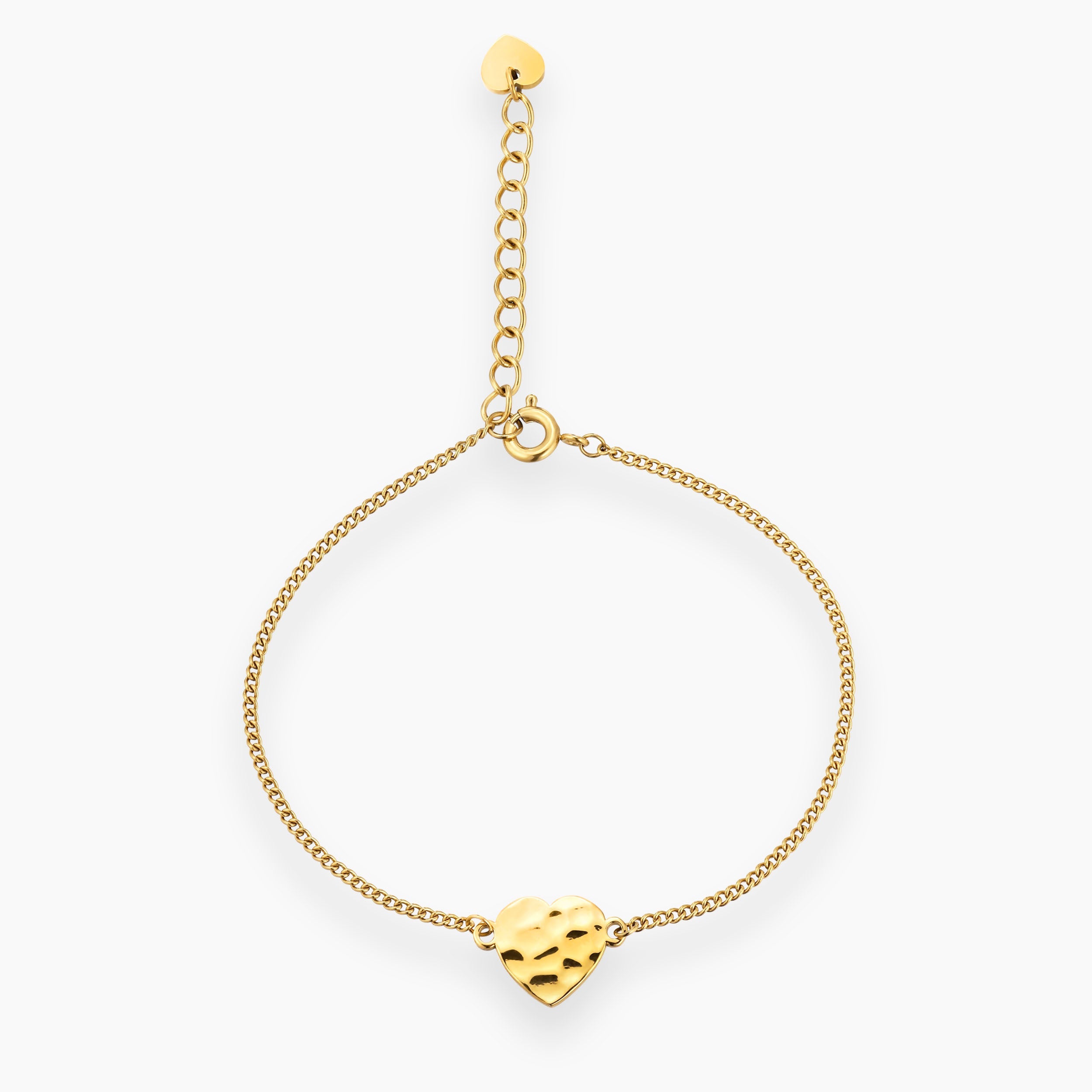 HAMMERED HEART BRACELET GOLD