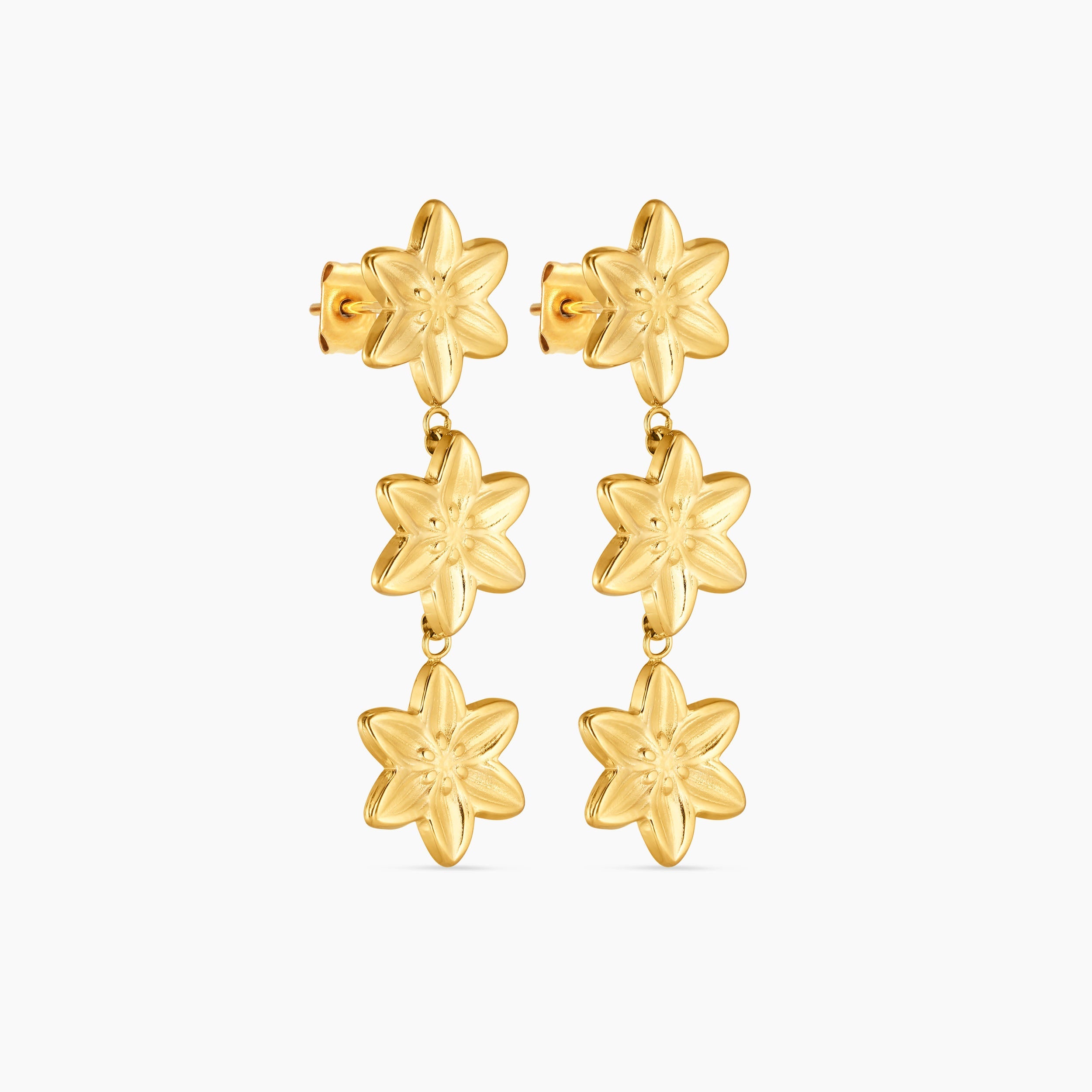LILY EARRINGS GOLD (3 FLOWERS)