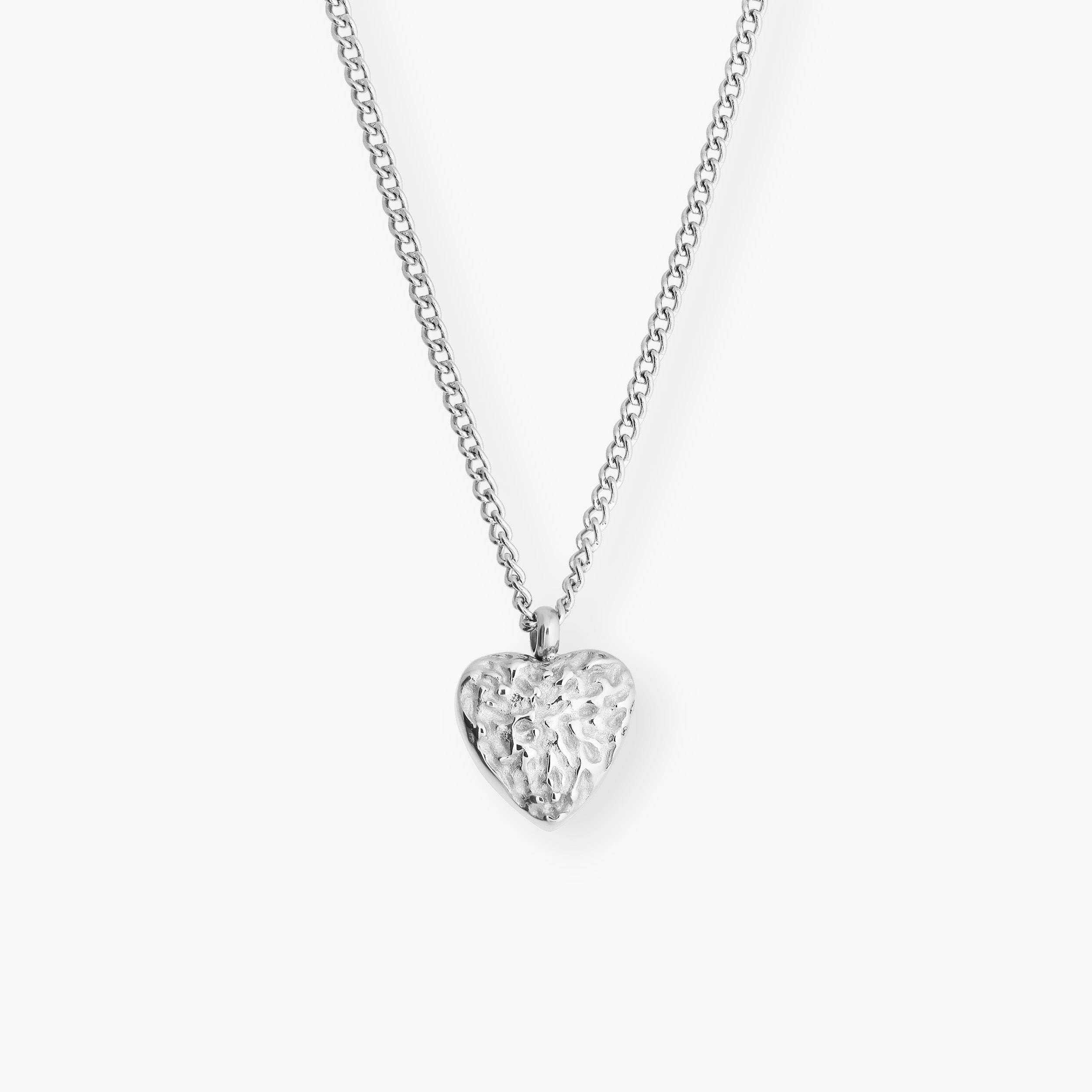 MOON MINI HEART NECKLACE SILVER